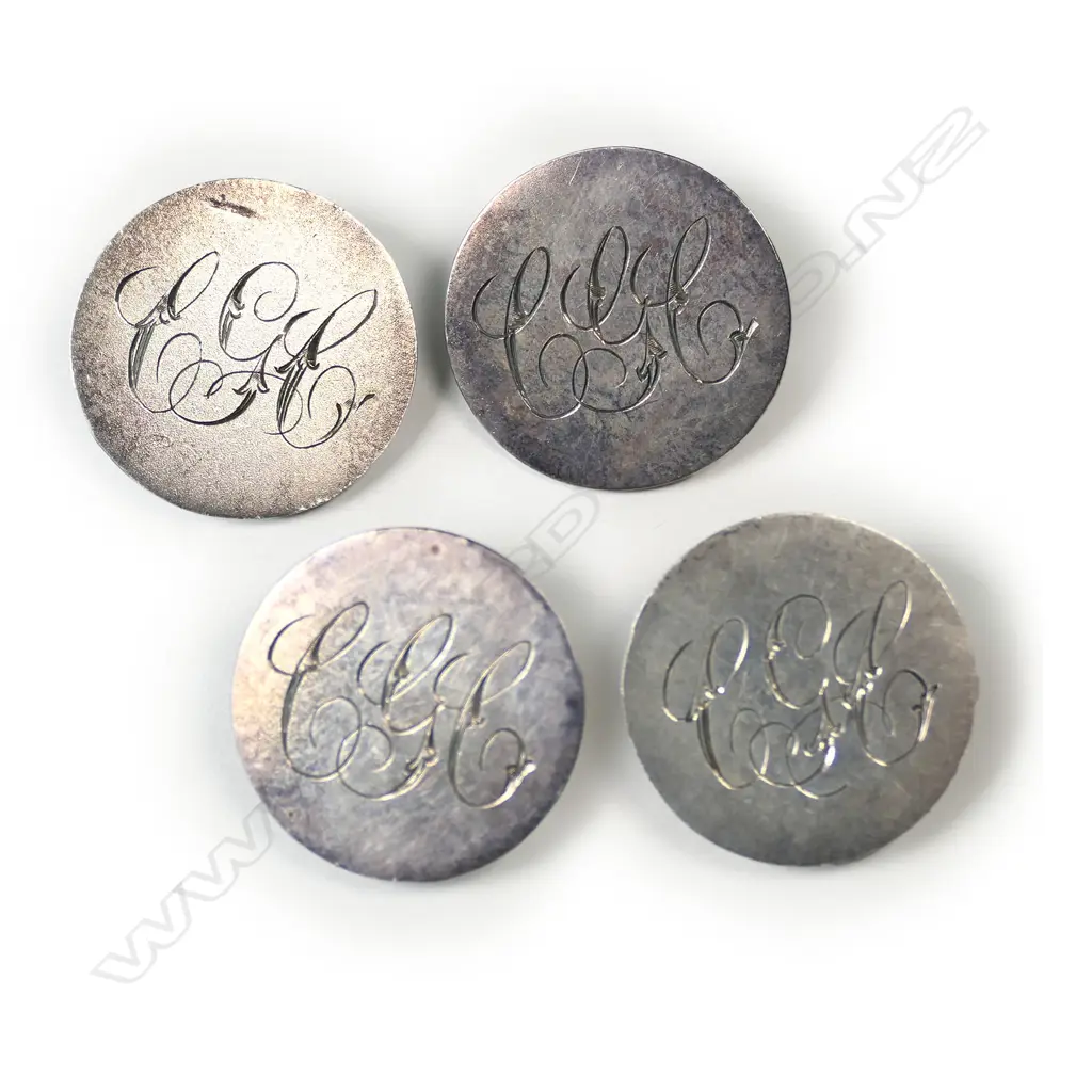 Four silver Peterson & Co. golf buttons, Image 1++